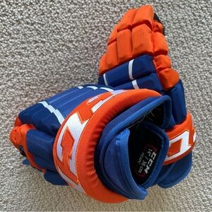 CCM Blue and Orange Ice Hockey Gloves With Practice Jersey / Socks / T-shirt